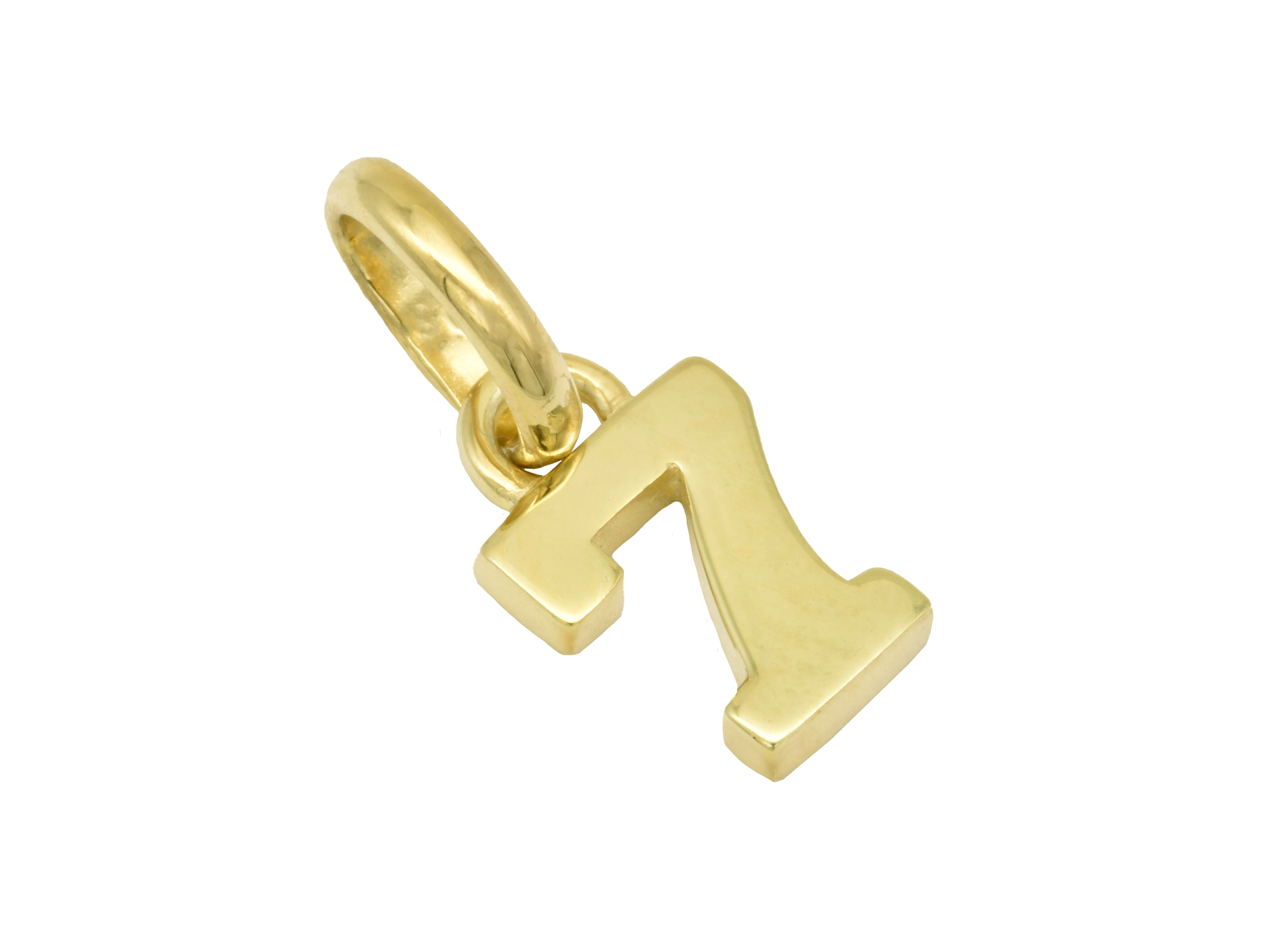 Gold Anhänger Zahl 7 aus 585 Gelbgold poliert, symbolisiert Glückszahlen, hergestellt von Juwelier Harnisch, modern und stilvoll geeignet für jeden Anlass.