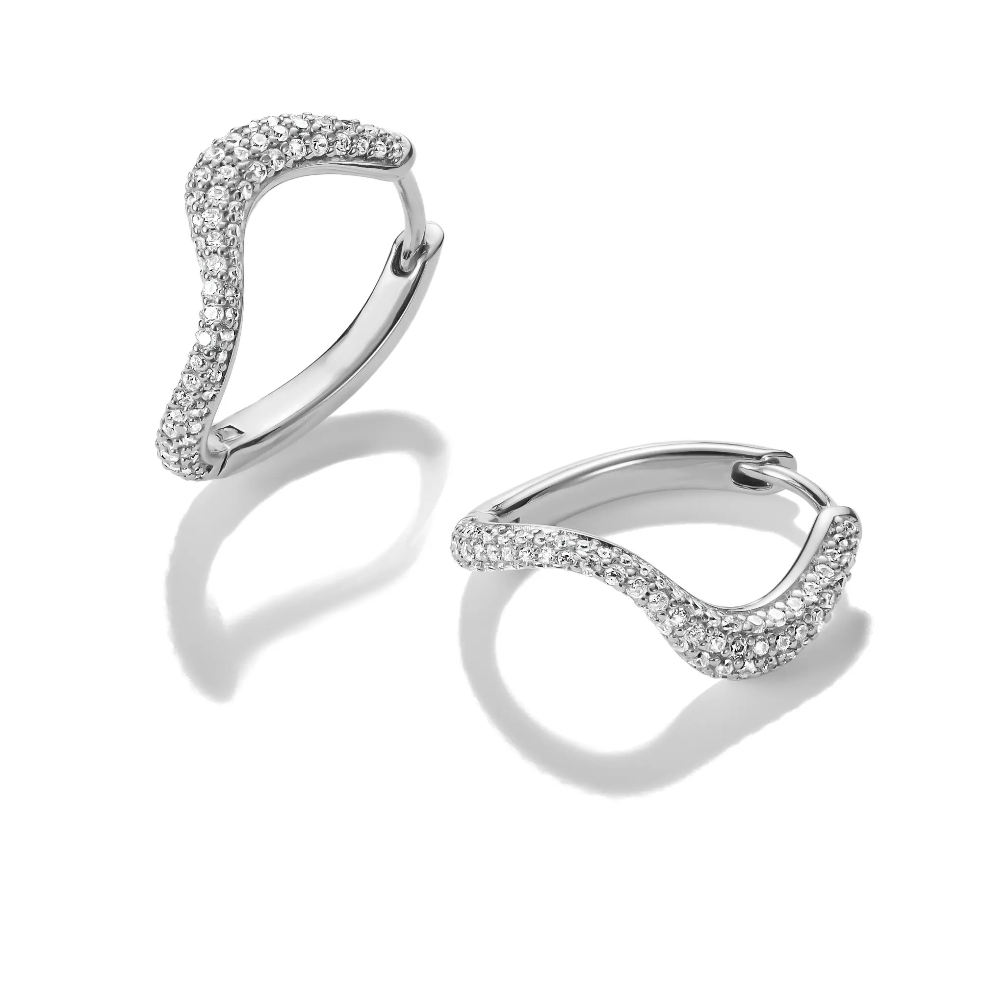 Thomas Sabo Creolen in Wellenform mit weißen Zirkonia – Silber – Ansicht 2