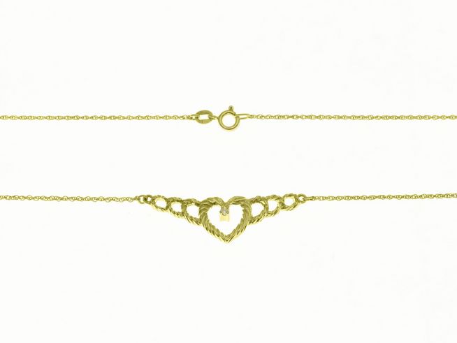 Collierkette aus 333 Gelbgold mit einem Zirkonia Herzknoten als Mittelteil, Länge 41 cm, Hersteller Juwelier Harnisch. Elegant und zeitlos gestaltet.