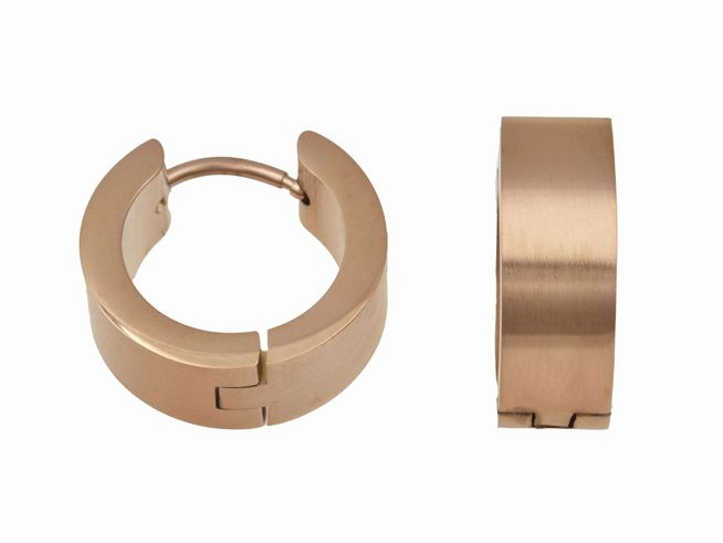 Edelstahl Creolen im PVD-Roségold teilmattiert mit einem Durchmesser von 1,6 cm und einer Breite von 15,2 mm, elegant und modern gestaltet, ideal für den täglichen Gebrauch.