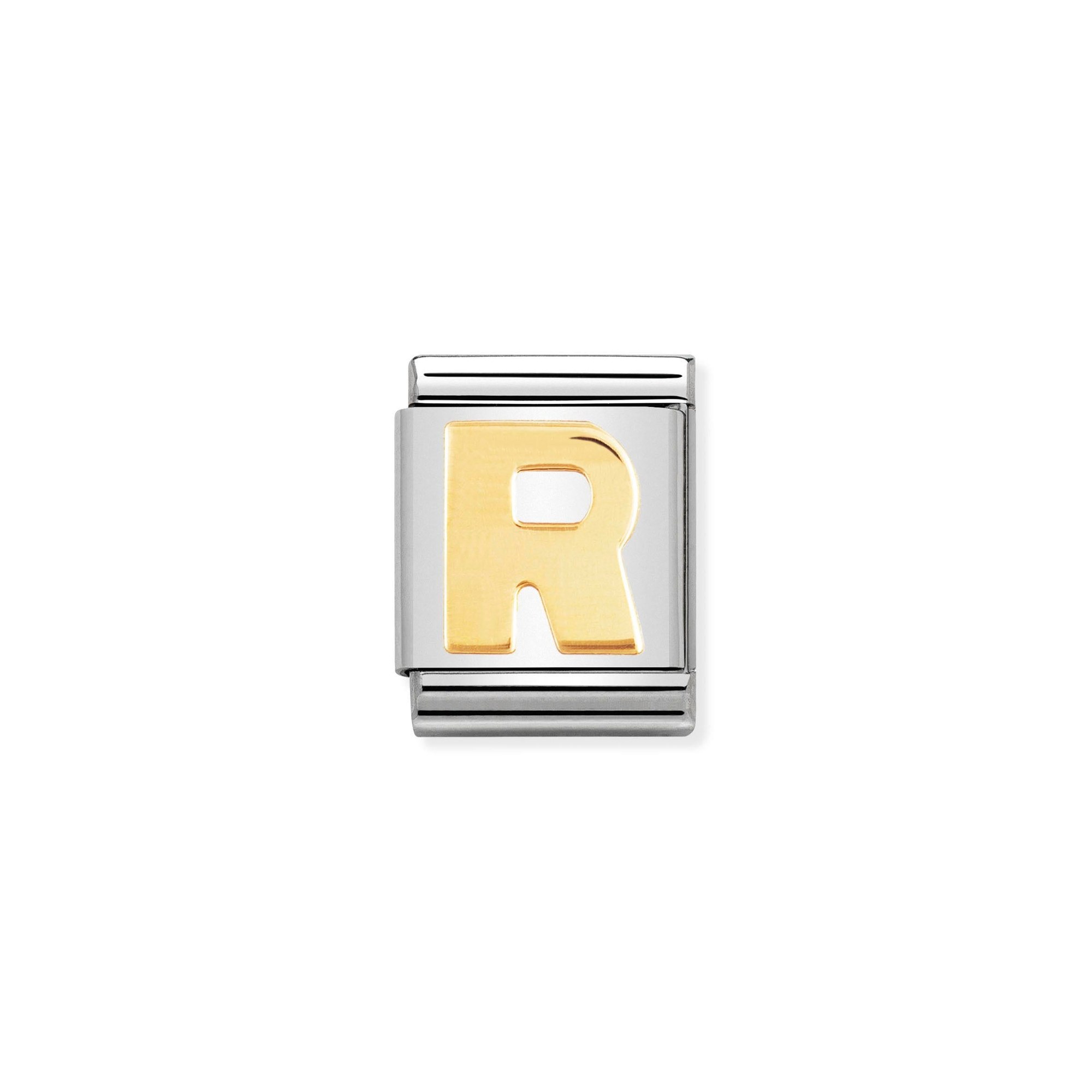 Nomination Composable Big Charm Buchstabe R - Edelstahl, Gold 750 Gelbgold