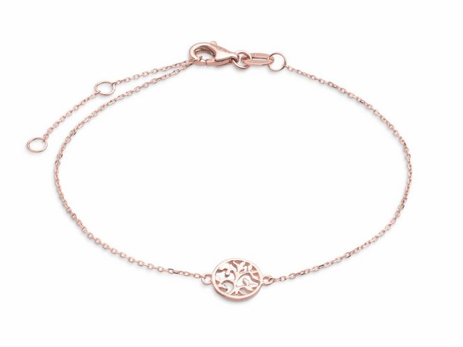 Xenox Gold Armband XG4412R in Roségold mit Baum des Lebens Motiv, 375 Gold, elegante Karreekette für Handgelenke von 15 bis 18 cm, Hersteller Xenox, Echt Gold Armbänder und Fussketten.
