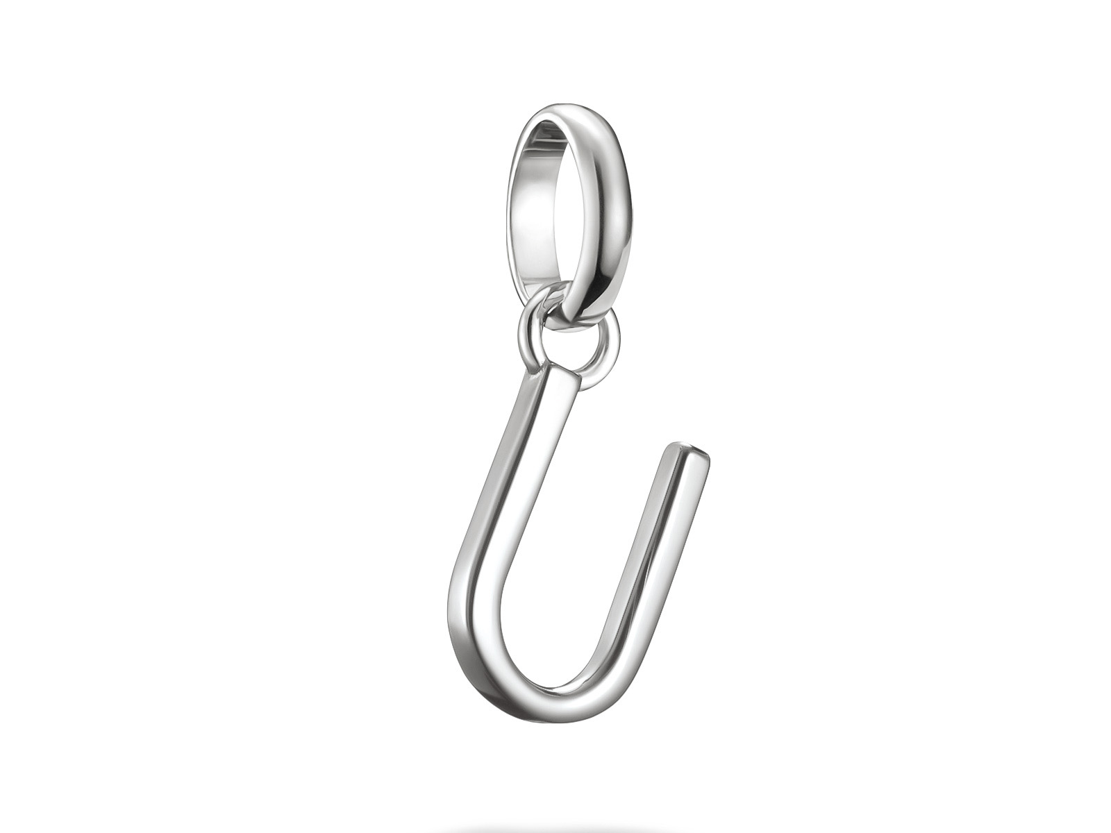 Charm in Form des Buchstabens U aus Silber, hergestellt von Thomas Sabo. Teil der Charm Club CONNECT Kollektion, mit Öse zum Anhängen. Elegant und modern gestaltet.