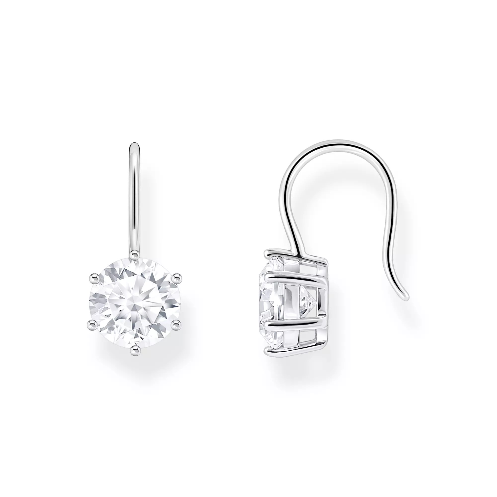Thomas Sabo Essentials Ohrringe - Ohrhänger mit großem Zirkoniastein - Silber & Zirkonia - Weiß