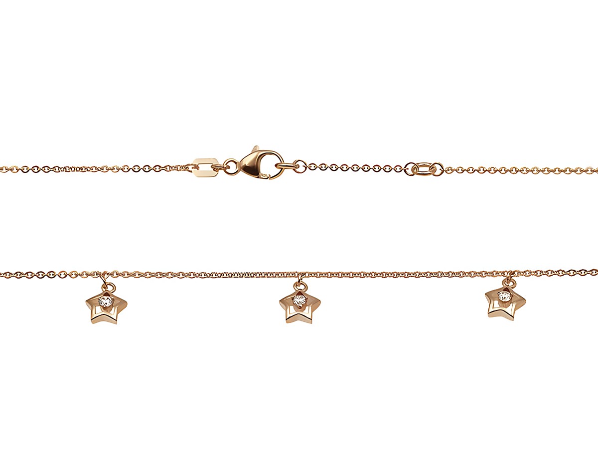 Kette aus Silber in Roségold vergoldet mit Sternanhängern und Zirkonia, in zwei Längen von 36 cm und 38 cm, hergestellt von Juwelier Harnisch. Ideal für elegante Akzente.