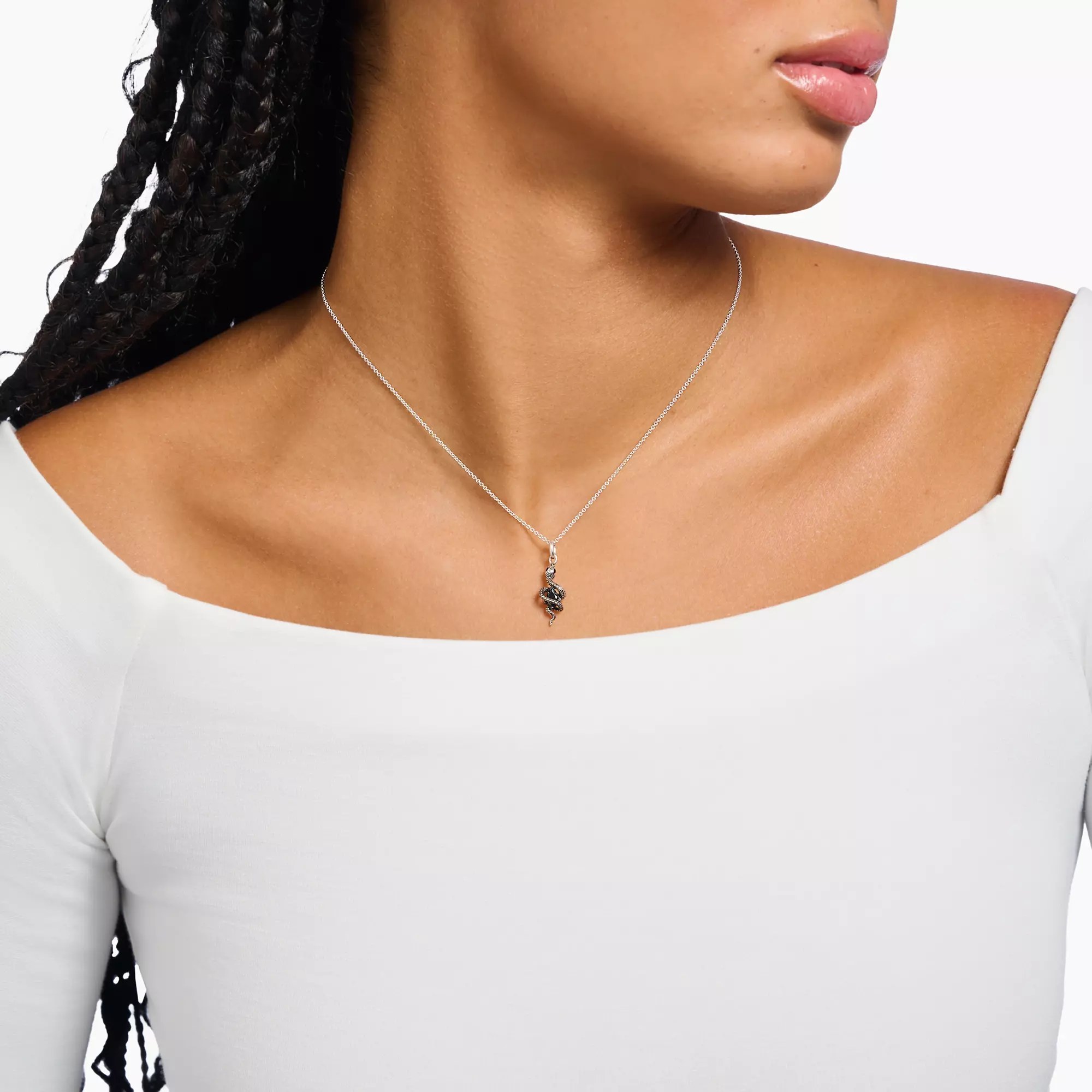 Thomas Sabo Kette - 925 Sterling Silber geschwärzt - Zirkonia - Kaltemail schwarz - 45 cm – Ansicht 2