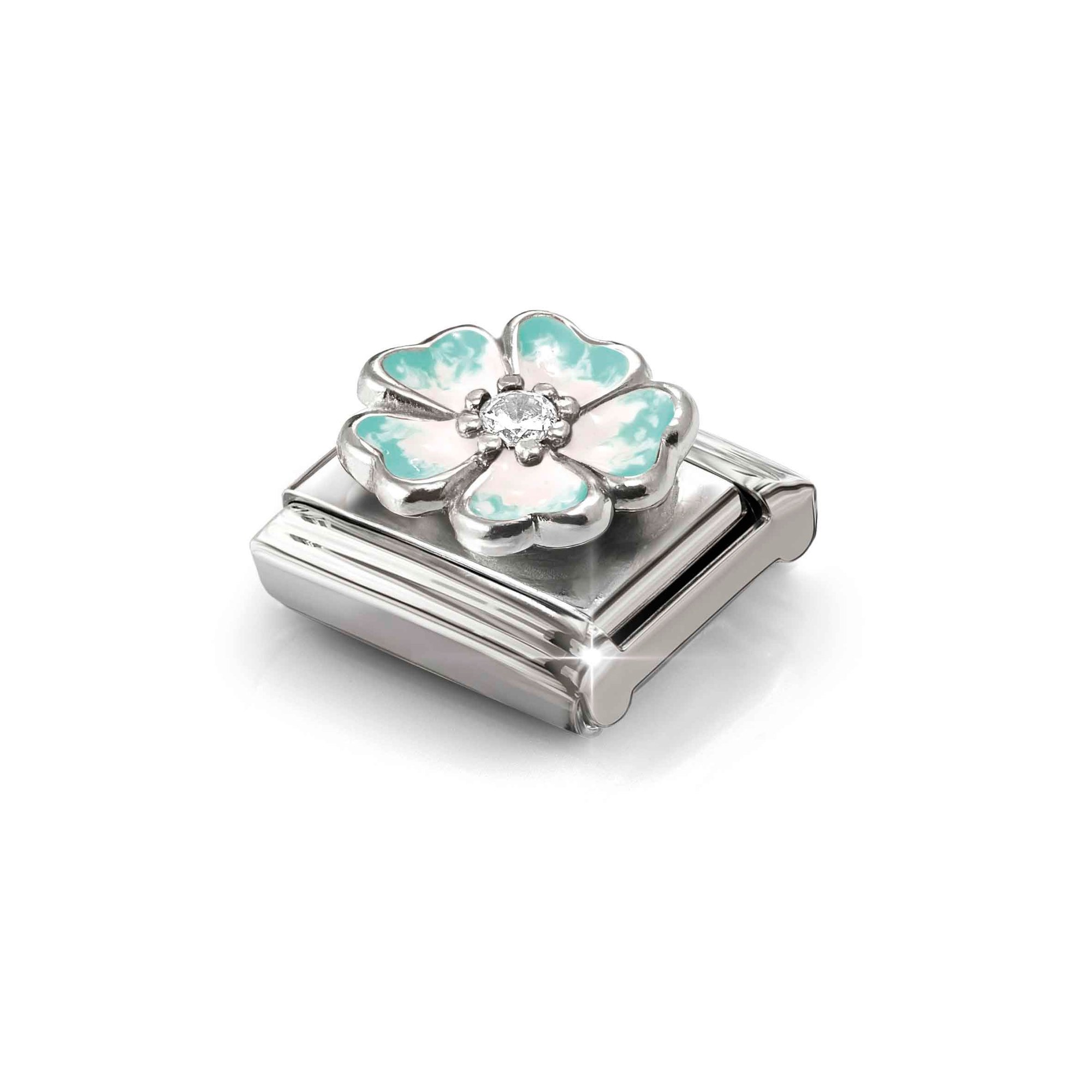 Nomination Composable Classic Charm Blüte grün-weiß - Edelstahl, Sterling Silber, Emaille, Zirkonia – Ansicht 4