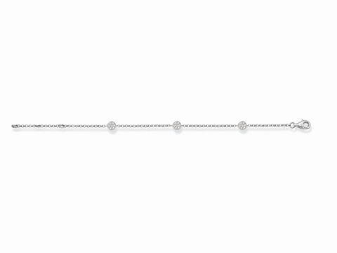 Längenverstellbares Armband von Thomas Sabo aus 925 Sterling Silber, mit drei Kreisen und weißen Zirkonia verziert. Ideal für einen eleganten Look und vielseitig kombinierbar.