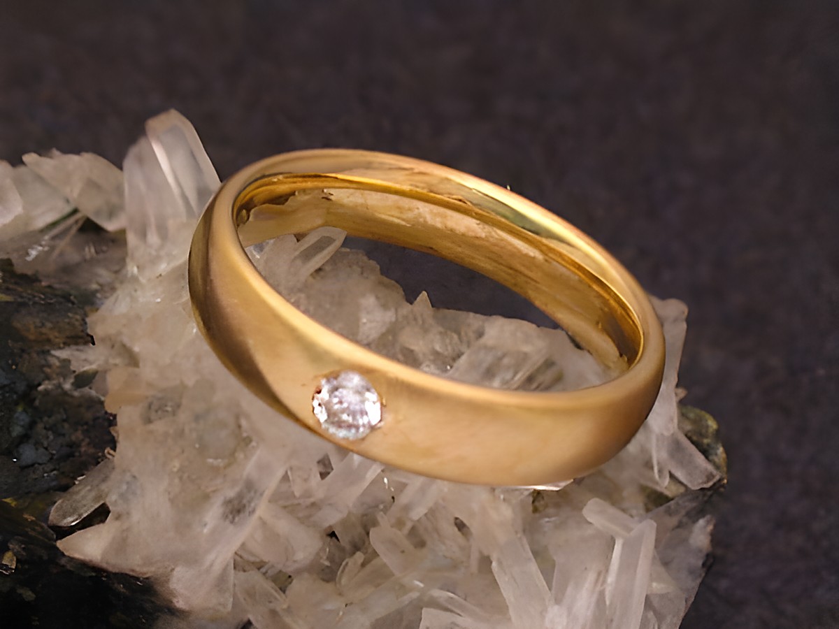 Gold 585 Ring pure Brillant Gr. 59 Goldring poliert Hersteller Juwelier Harnisch bis Gr. 60 19 auf glitzerndem Untergrund.