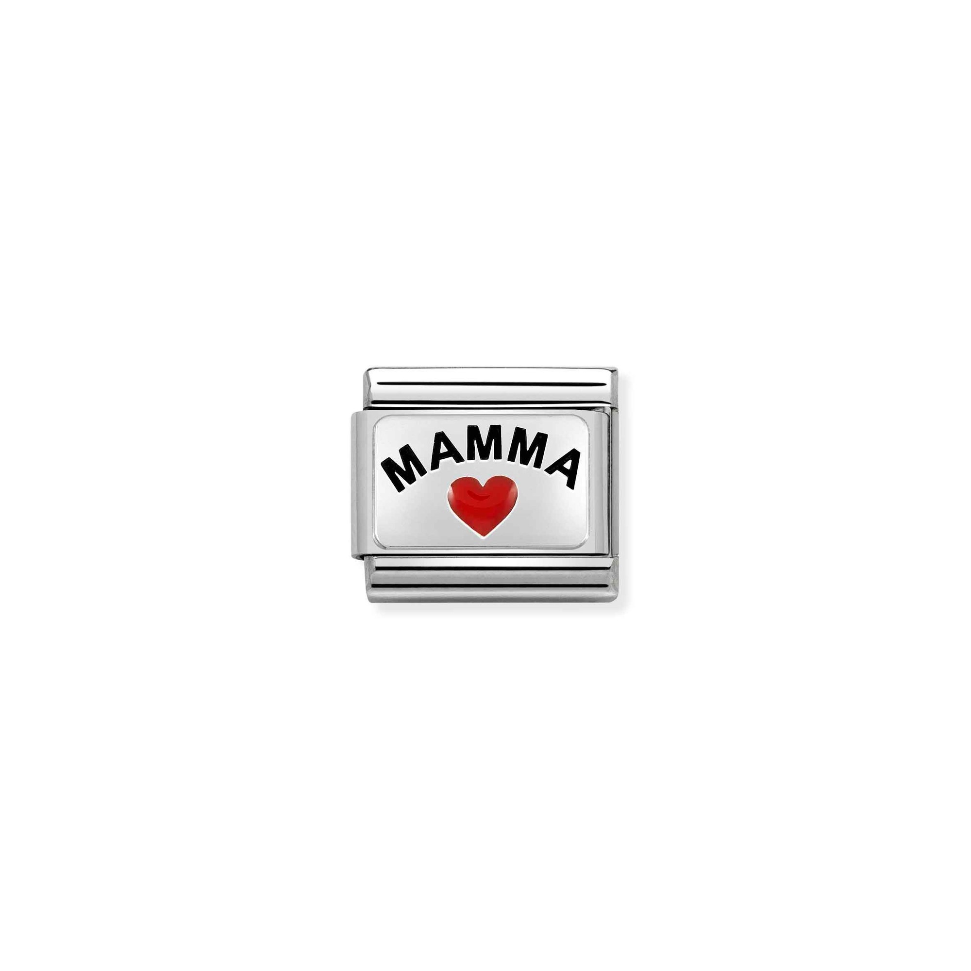 Nomination Composable Classic Charm Mamma mit Herz - Edelstahl, Sterling Silber, Emaille