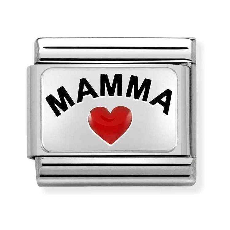 Nomination Composable Classic Charm Mamma mit Herz - Edelstahl, Sterling Silber, Emaille