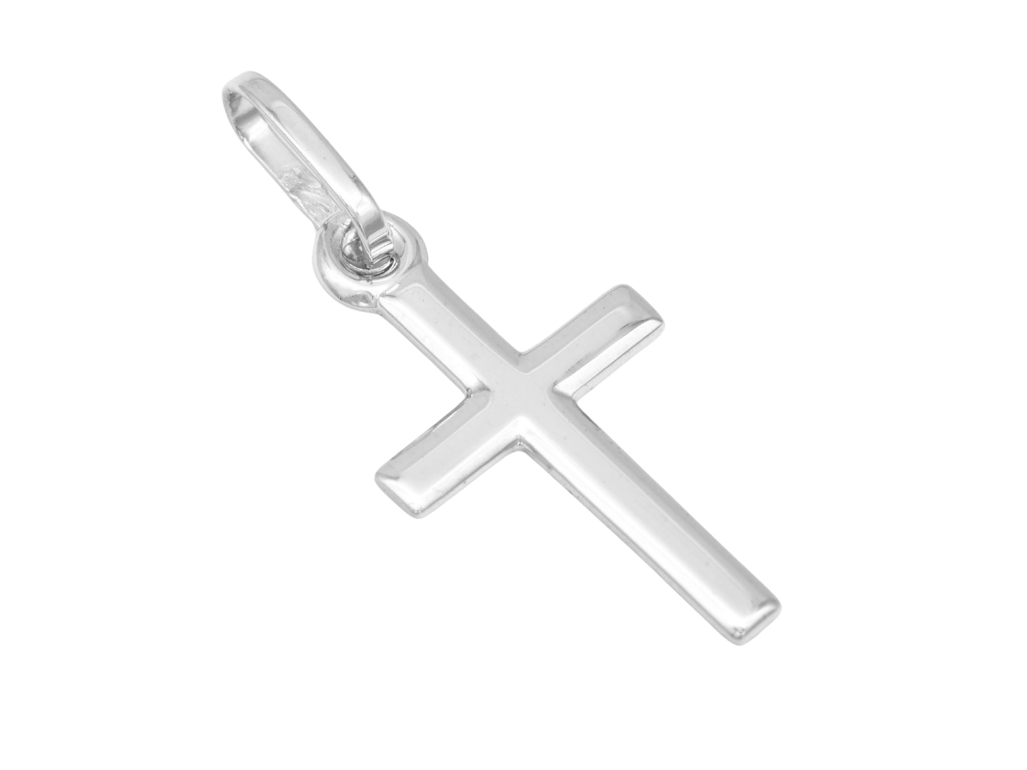 Anhänger Kreuz schlicht - Sterling Silber poliert rhodiniert