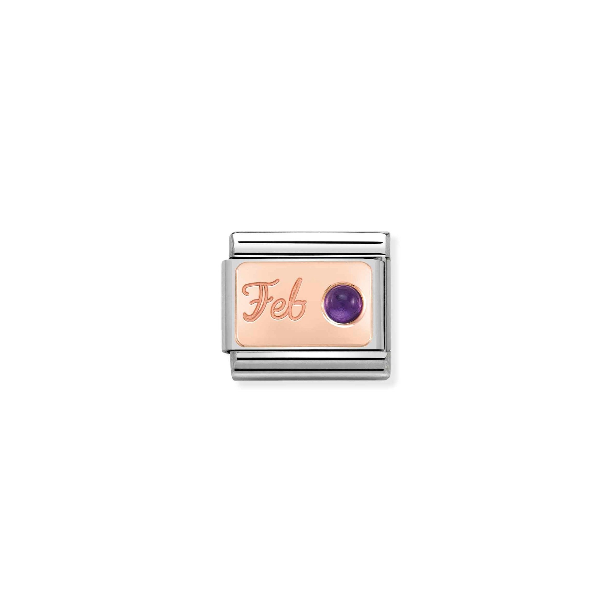 Nomination Composable Classic Charm Monatsstein Februar Amethyst - Edelstahl, Gold 375 Roségold