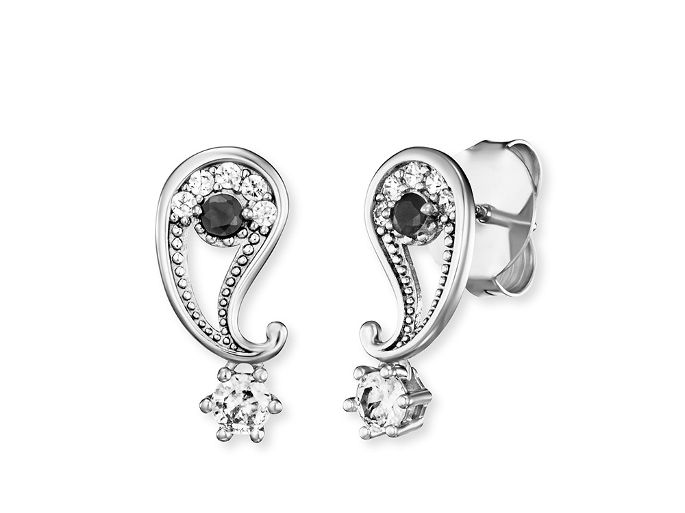 Zwei elegante Ohrstecker aus Silber mit Zirkonia im Yin Yang Symbol Design von Engelsrufer, neu und stilvoll, ideal für jeden Anlass und Schmuckliebhaber.