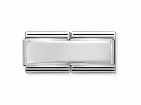 Glatte Plakette von Nomination, Modell 330710 01, Composable DOUBLE Classic, in geschliffenem Edelstahl mit einem modernen, eleganten Design. Ideal für persönliche Schmuckstücke.