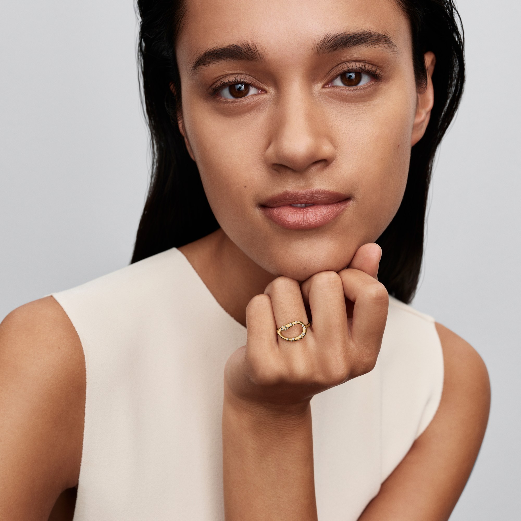Pandora Organisch geformter Statement-Ring mit Steinen Zirkonia - Gelbgold Vergoldung – Ansicht 3