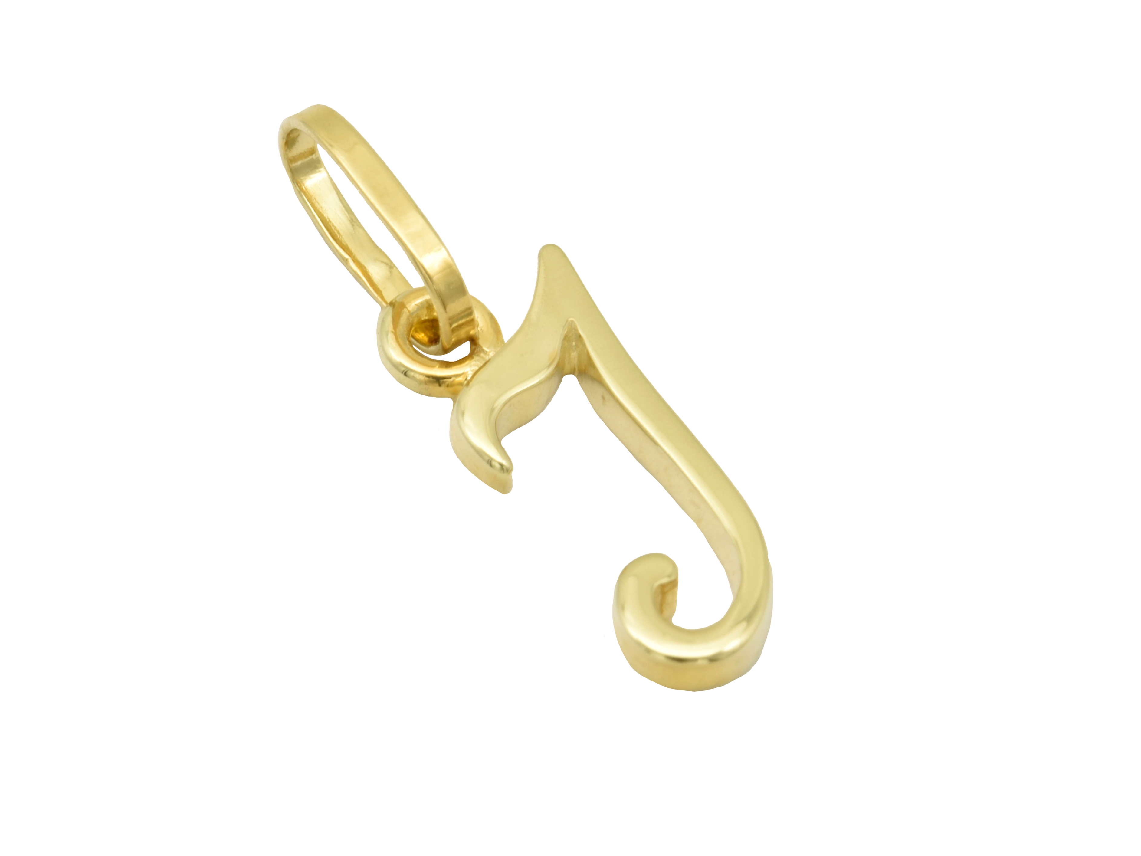 Buchstaben Anhänger in Gelbgold 585, poliert, stilisierte Form des Buchstabens I, erhältlich beim Hersteller Juwelier Harnisch. Ideal für individuelle Schmuckstücke.