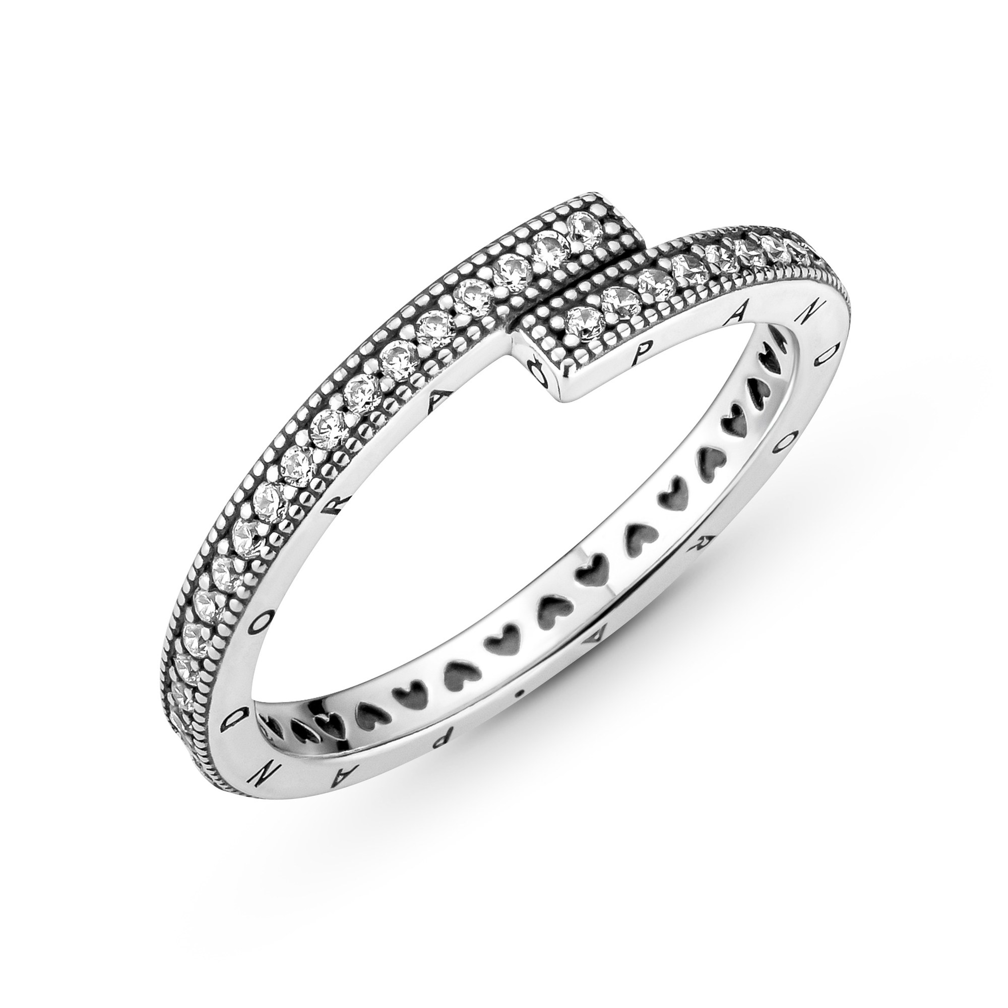 Pandora Silber Funkelnder überlappender Ring - Zirkonia Ansicht 4 – Ansicht 4