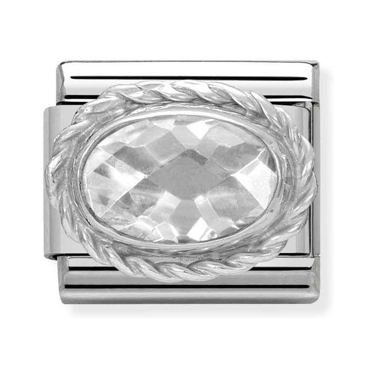 Nomination Composable Classic Charm Kordel Zirkonia weiß - Edelstahl, Sterling Silber