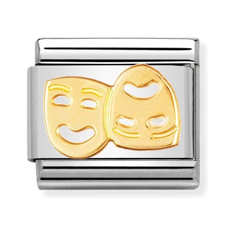 Nomination Composable Classic Charm Theatermasken - Edelstahl, Gelbgold