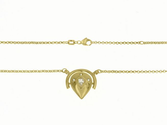 Collierkette mit Mittelteil aus 333 Gelbgold, verziert mit Zirkonia, erhältlich in Längen von 38 cm und 41 cm, hergestellt von Juwelier Harnisch, elegantes Design.
