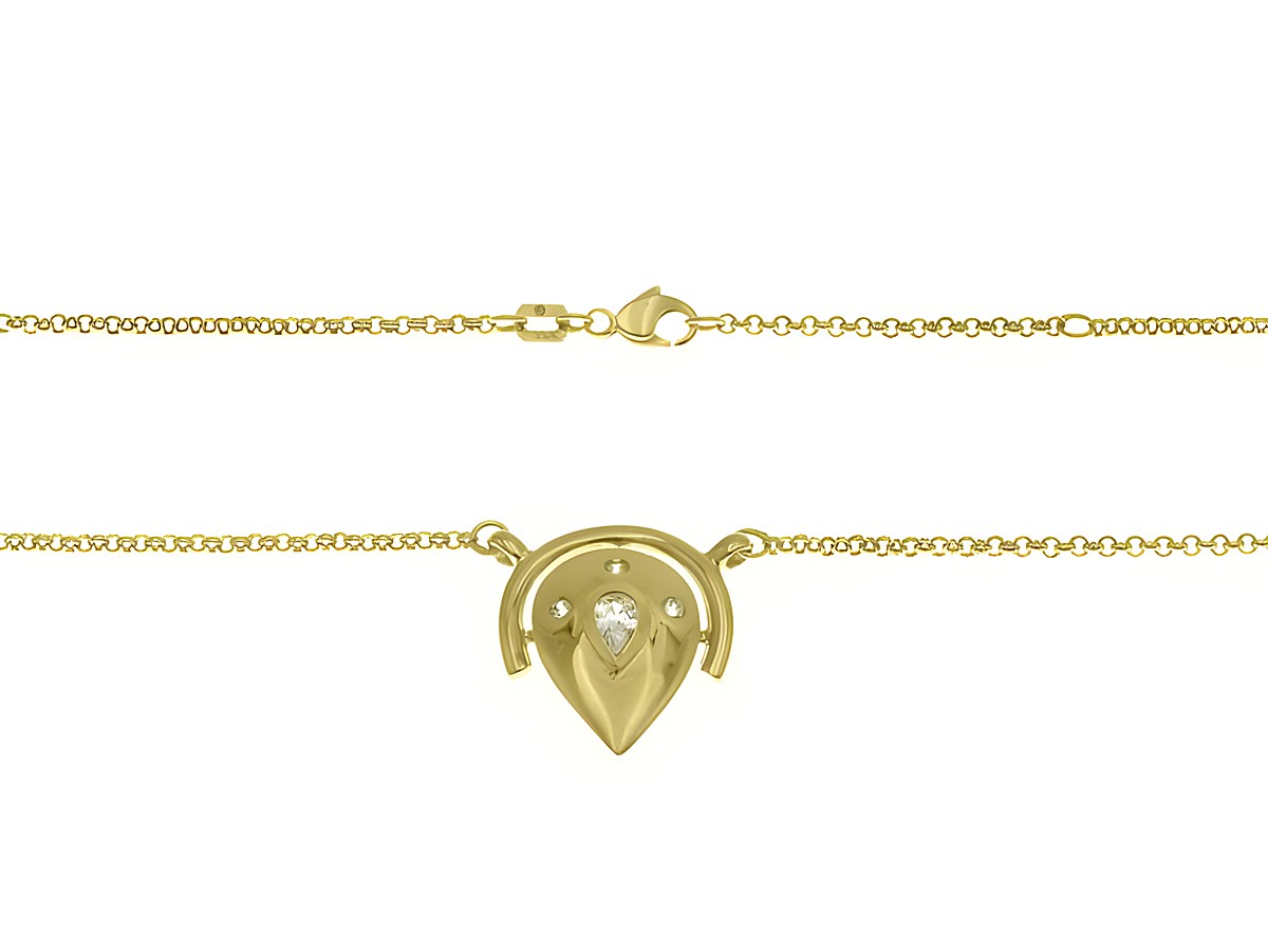 Collierkette mit Mittelteil aus 333 Gelbgold, verziert mit Zirkonia, erhältlich in Längen von 38 cm und 41 cm, hergestellt von Juwelier Harnisch, elegantes Design.