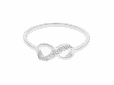 Silber rhodinierter Ring mit unendlichem Zeichen, modisch gestaltet, Größe 58, Hersteller Juwelier Harnisch, ideal für stilvolle Anlässe.