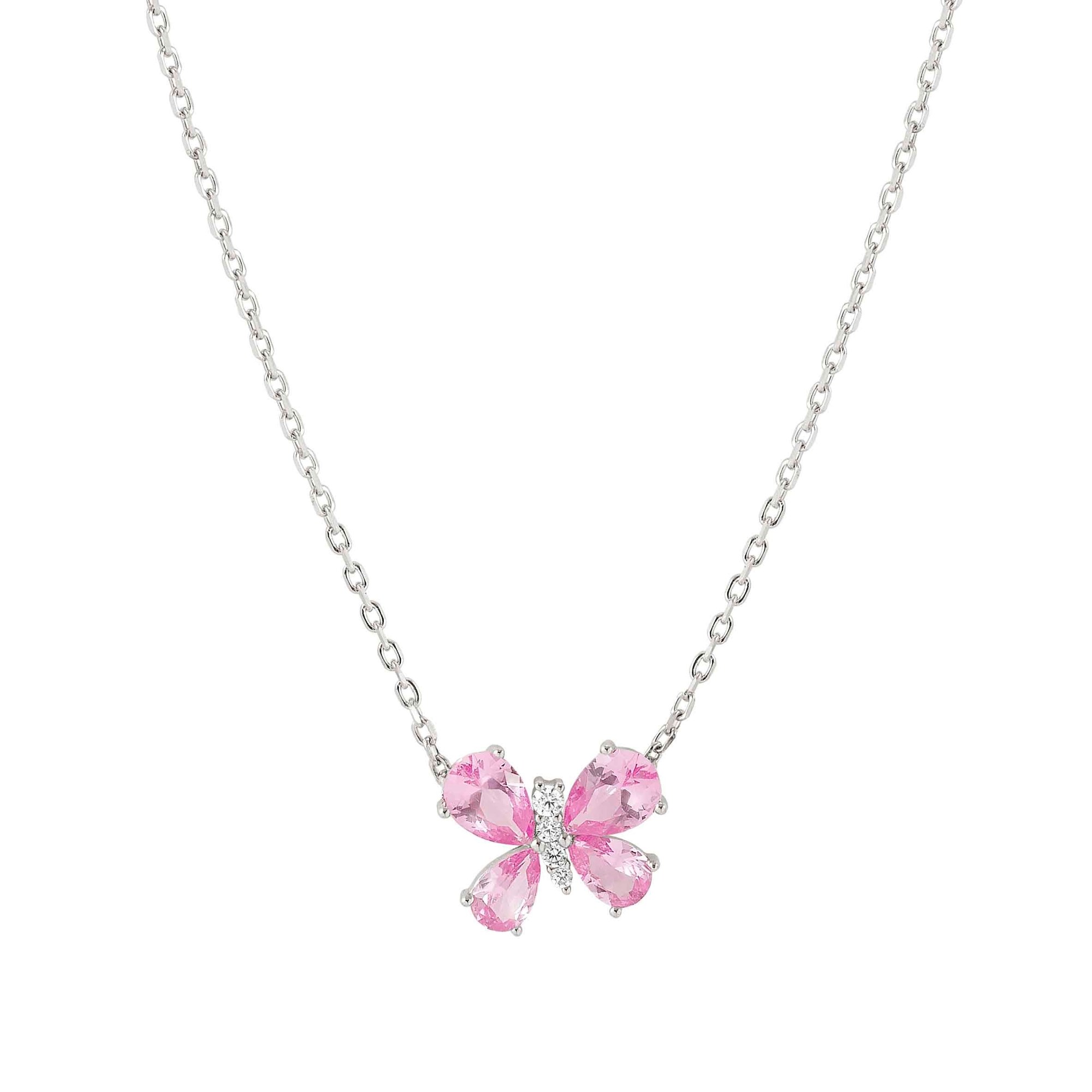 Nomination SHINE ME UP Halskette aus Sterling Silber - Zirkonia - Schmetterling - Weiß - Hellblau – rosa Steine – 44 cm – Ansicht 2