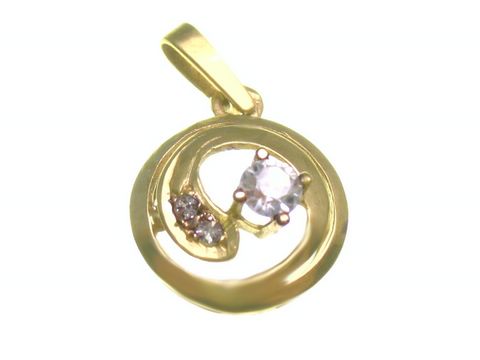 45088-0 Rund-Diamant Gold Anhänger aus Gelbgold mit Zirkonia, Hersteller Juwelier Harnisch, präsentiert ein elegantes Design mit funkelnden Steinen. Ideal für stilvolle Anlässe.