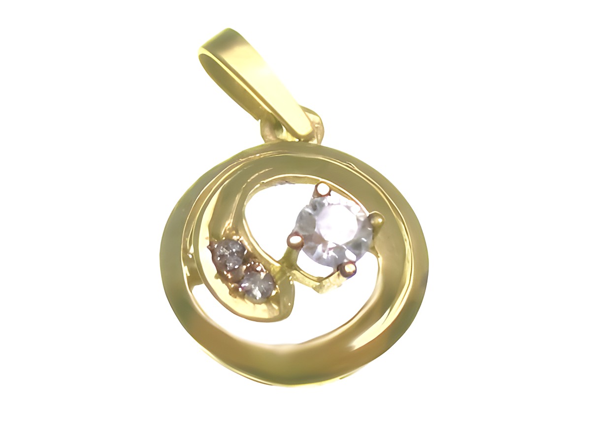 Rund-Diamant Gold Anhänger aus Gelbgold mit Zirkonia, Hersteller Juwelier Harnisch, präsentiert ein elegantes Design mit funkelnden Steinen. Ideal für stilvolle Anlässe.