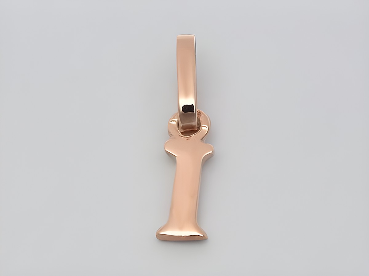 I Buchstaben Anhänger 925 Sterling Silber rosé vergoldet, Hersteller Juwelier Harnisch, eleganter und schlichter Anhänger in Form des Buchstabens I, ideal als persönliches Geschenk oder Schmuckstück.