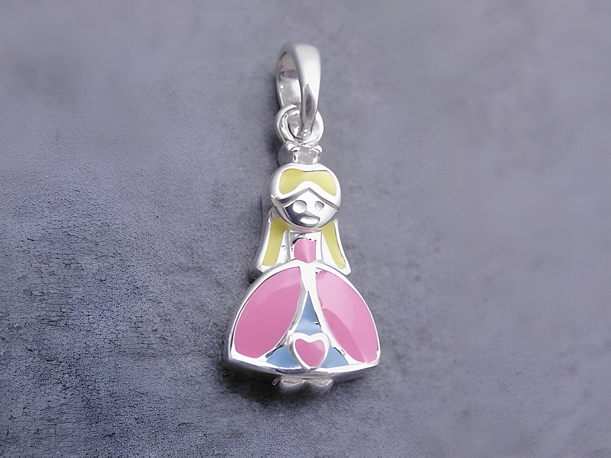 Silber Anhänger - Prinzessin - Lack - gelb-rosa-blau - bezaubernd, Hersteller: Juwelier Harnisch, Silber Anhänger.