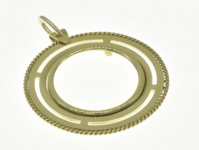 Münzfassung Anhänger aus 585 Gold mit Kordel-Design, geeignet für Münzen mit einem Durchmesser von bis zu 20,2 mm, Hersteller Juwelier Harnisch.