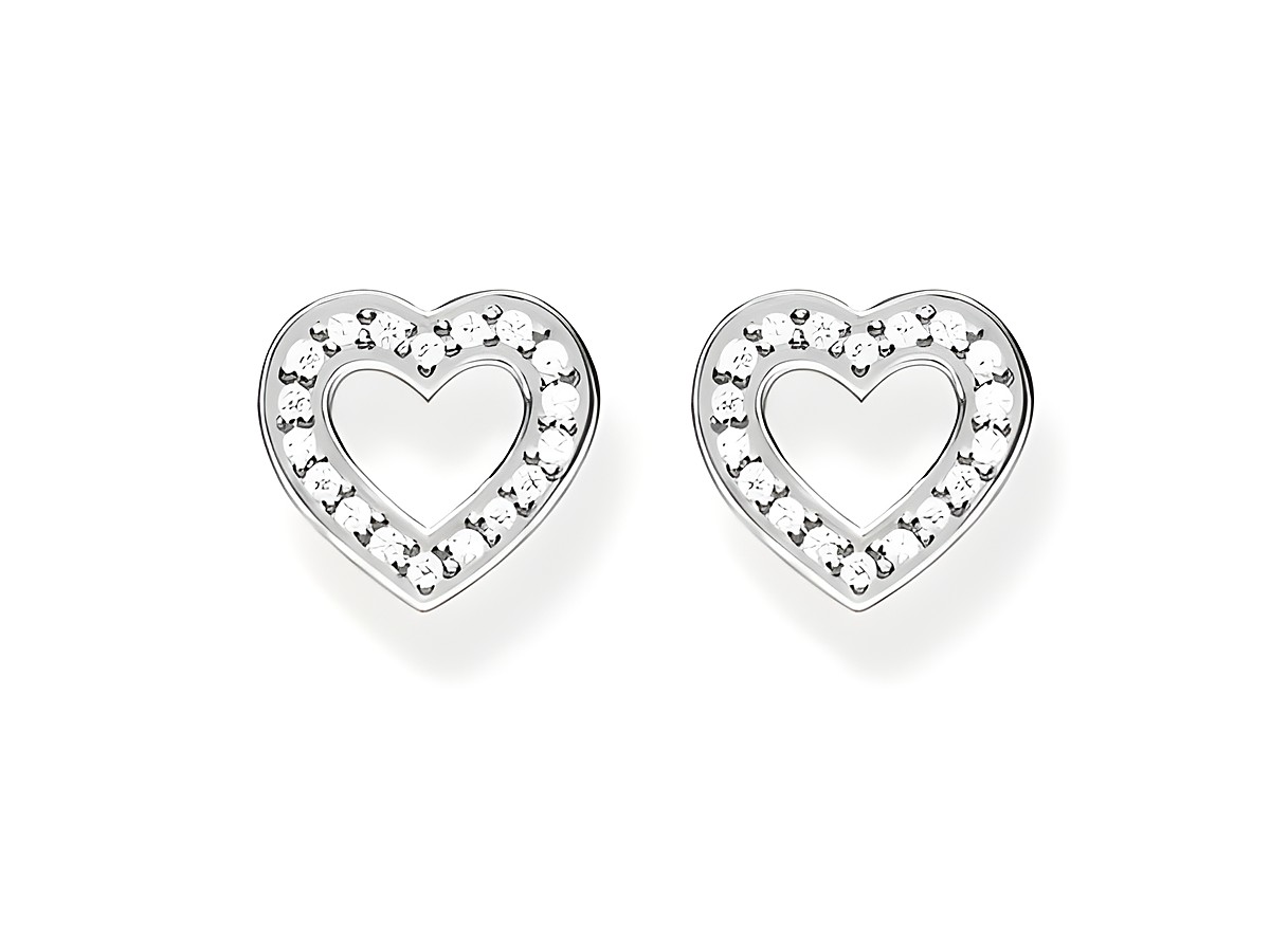 Ohrstecker von Thomas Sabo aus Silber in Herzform mit Diamanten verziert, funkelnd und elegant, ideale Ergänzung für jeden Schmuckliebhaber.