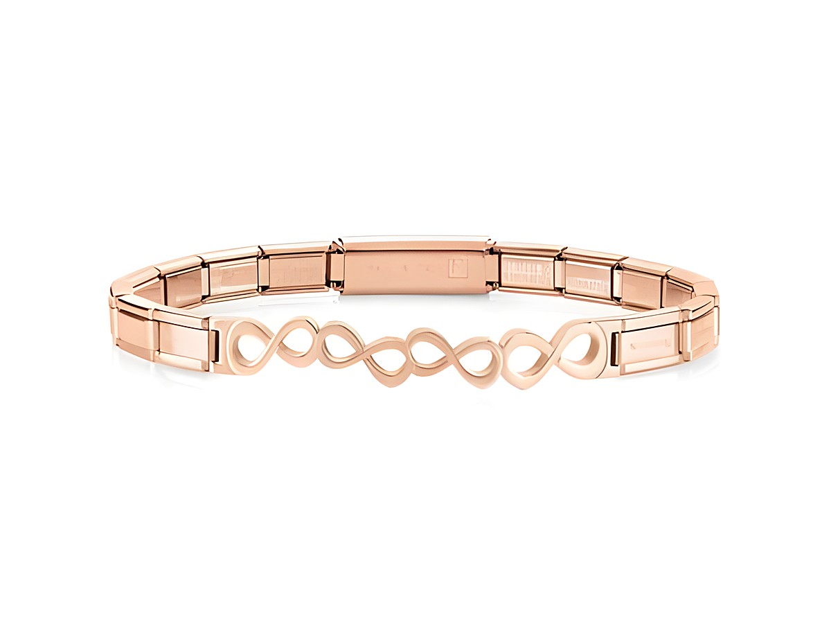 Elegantes Armband aus Roségold mit Unendlich-Zeichen, Teil der Kollektion Trendsetter 021111 010 von Nomination Smarty, geeignet für zeitlose Stilbewusste.