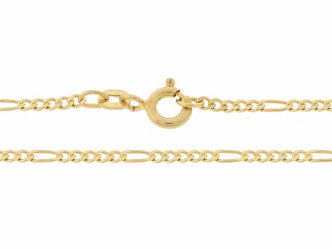 Figarokette 585 Gold in der Länge von 40 cm mit einer Breite von 1,9 x 0,6 mm und einem Federringverschluss, hergestellt von Juwelier Harnisch.