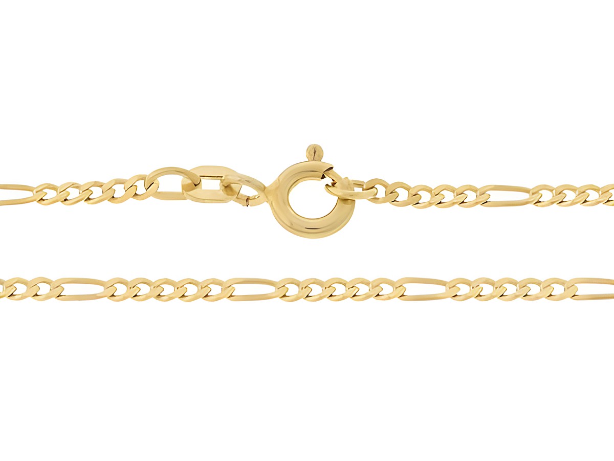 Figarokette 585 Gold in der Länge von 40 cm mit einer Breite von 1,9 x 0,6 mm und einem Federringverschluss, hergestellt von Juwelier Harnisch.