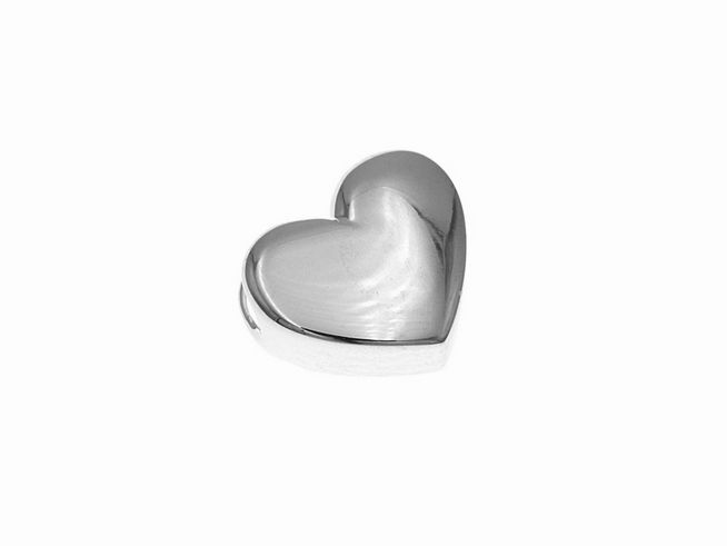 Anhänger aus poliertem Sterling Silber in Herzform, Hersteller Juwelier Harnisch, durchgehend gefertigt, glänzende Oberfläche, ideal für persönlichen Schmuck.