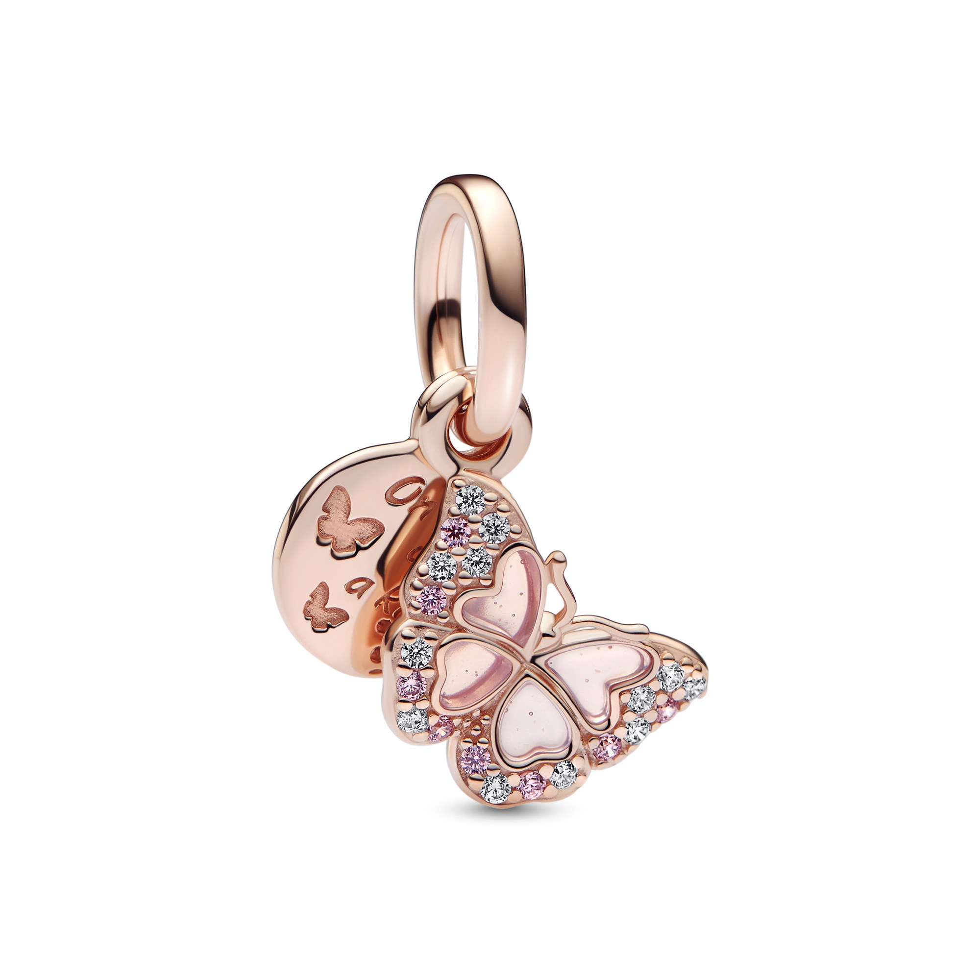 Pandora Charm Anhänger - Schmetterling - Roségold Vergoldung - Zirkonia Rosa