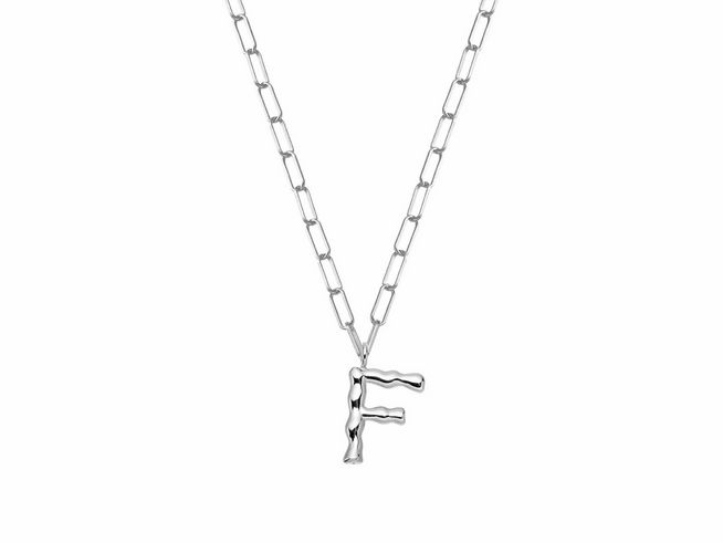 Xenox Sterling Silber Kette XS4150W/F mit einer Länge von 45 cm, ausgestattet mit einem stilvollen Buchstaben F als Anhänger in modernem Design. Perfekt für jeden Anlass.