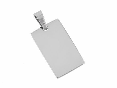 Rechteckiger Anhänger aus Edelstahl mit den Maßen 2 x 1,2 cm, modisch gestaltet, von Hersteller Juwelier Harnisch, ideal für personalisierte Gravuren.