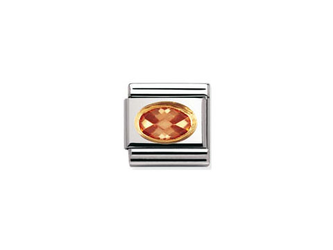 Classic Zirkonia FACETT in Champagnerfarbe, ovaler Funktionsblock von Nomination mit elegantem Design, ideal für individuell gestaltbaren Schmuck.