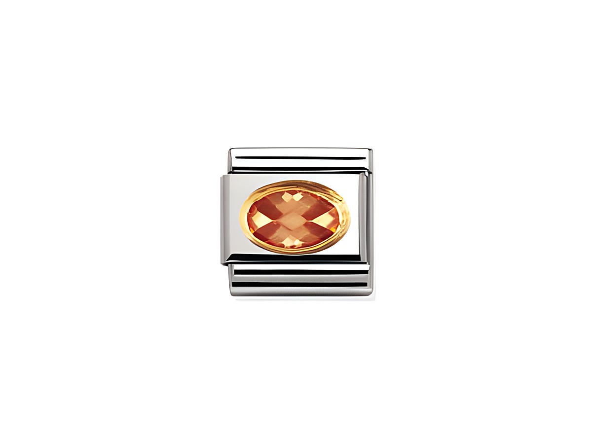 Classic Zirkonia FACETT in Champagnerfarbe, ovaler Funktionsblock von Nomination mit elegantem Design, ideal für individuell gestaltbaren Schmuck.