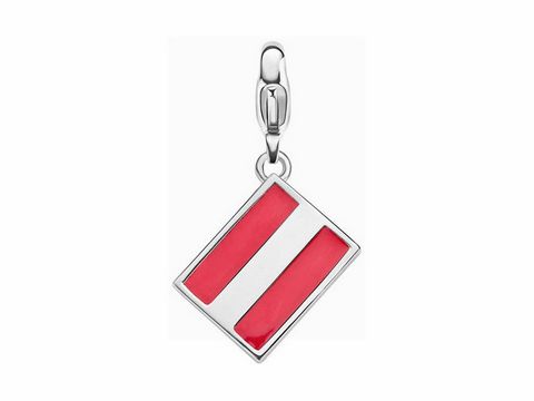 Ti Sento Silber Charm mit österreichischer Flagge, rot-weiß-rotes design, hochwertiges Material, ideal für stilvolle Armbänder und eine schöne Ergänzung für jedes Schmuckstück.