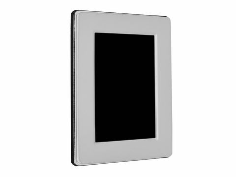 Versilberter Bilderrahmen, rechteckig mit abgerundeten Ecken, geeignet für Fotos in der Größe 5 x 8 cm, hergestellt von Juwelier Harnisch, ideal zur Präsentation von Erinnerungen.