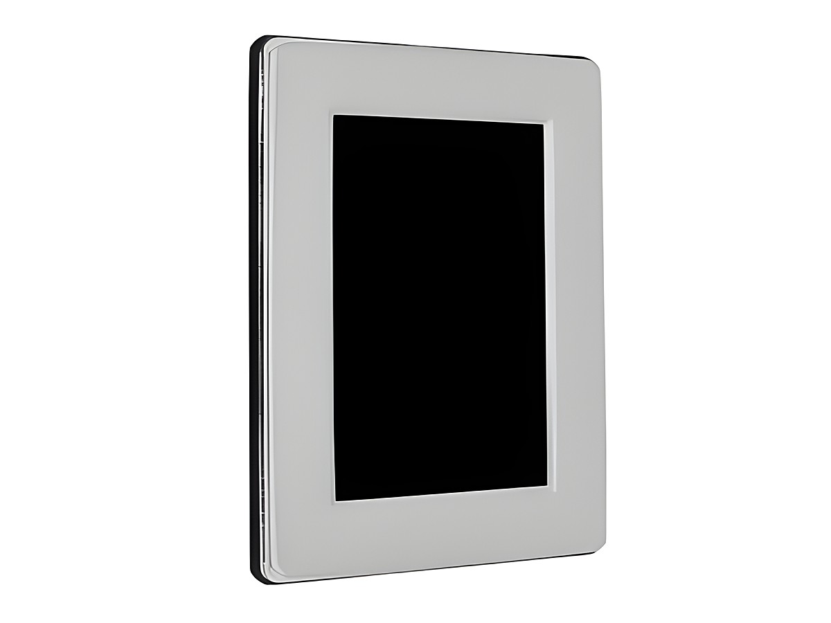 Versilberter Bilderrahmen, rechteckig mit abgerundeten Ecken, geeignet für Fotos in der Größe 5 x 8 cm, hergestellt von Juwelier Harnisch, ideal zur Präsentation von Erinnerungen.