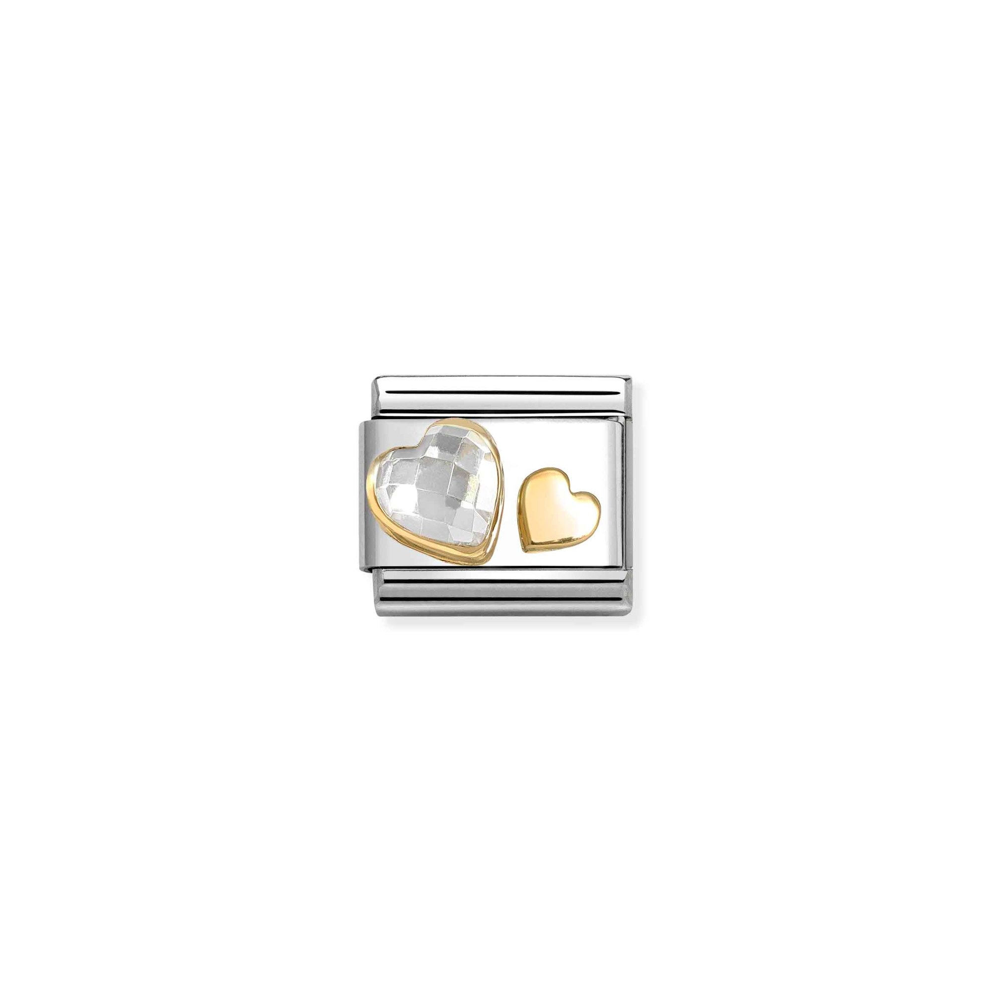 Nomination Doppelherz - weißer Zirkonia - Element Classic Gold – Ansicht 2