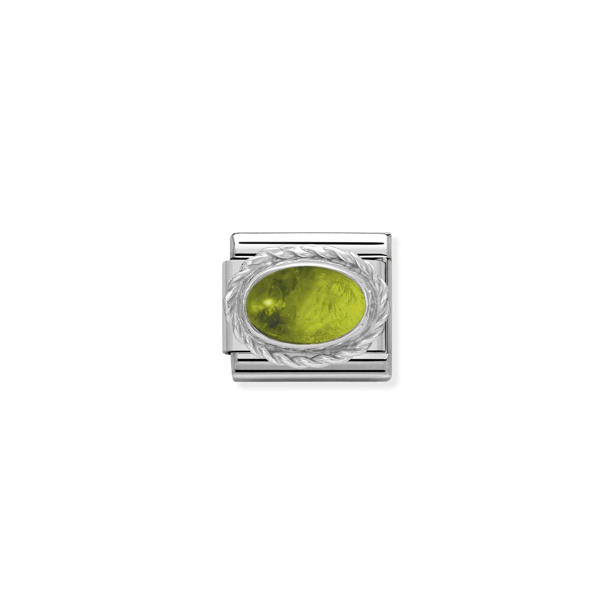 Nomination Composable Classic Charm Kordel Peridot - Edelstahl, Sterling Silber