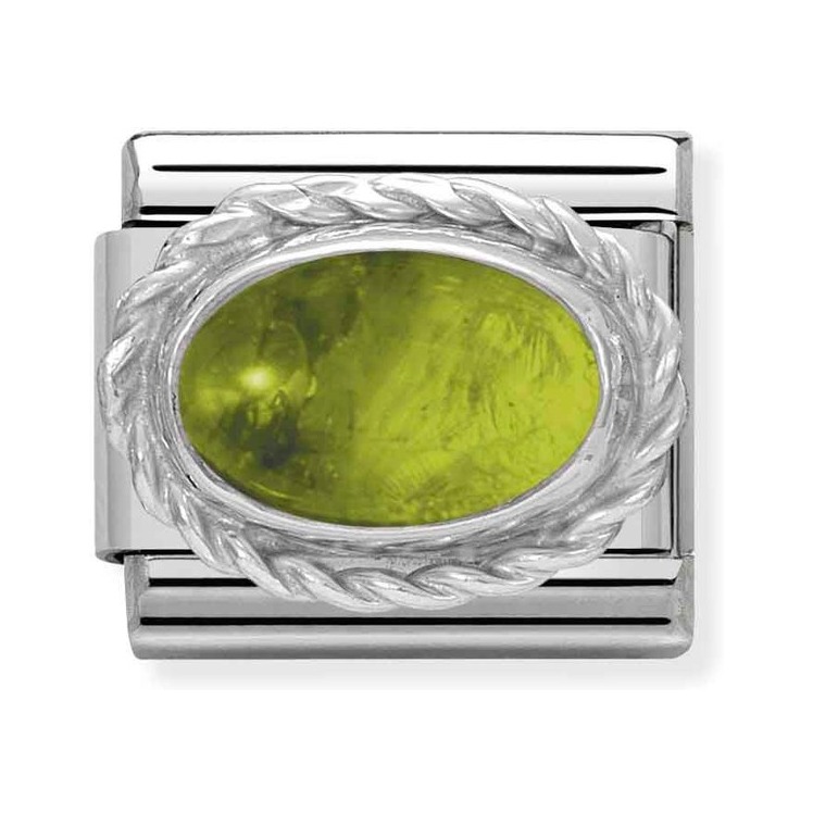 Nomination Composable Classic Charm Kordel Peridot - Edelstahl, Sterling Silber