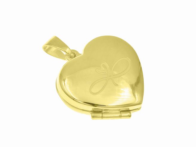 Medaillon Anhänger Unendlichkeit in Herzform aus Sterling Silber mit Gelbgold Vergoldung, hochwertig verarbeitet, Hersteller Juwelier Harnisch, elegantes Design für besondere Anlässe.